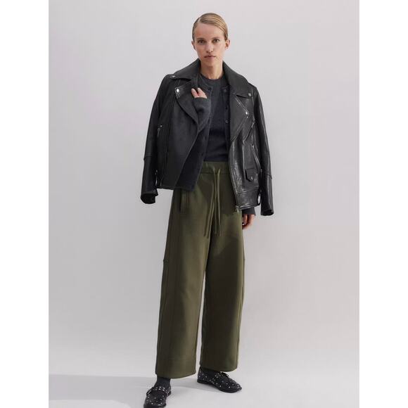 New ME+EM Sweatshirting Joggers Autumn Olive Green Size 2 Extreme Tapered Pants - Picture 3 of 16